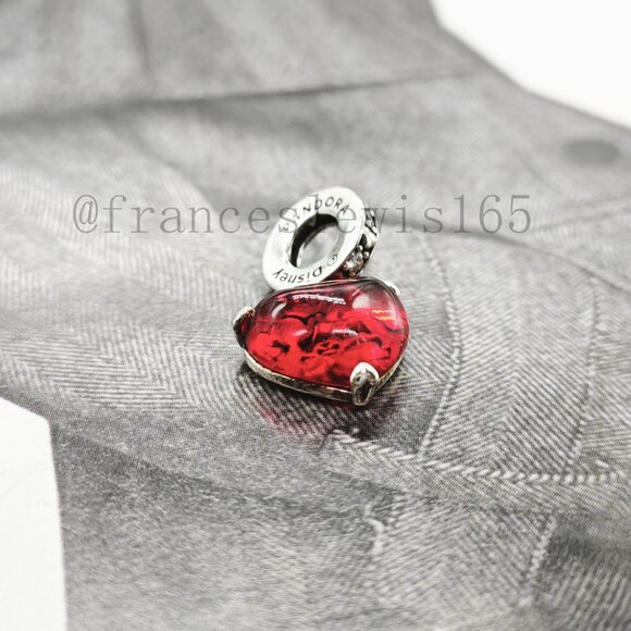 Pandora Mickey & Minnie Mouse Kiss Red Murano Glass Dangle Charm - Picture 2 of 4